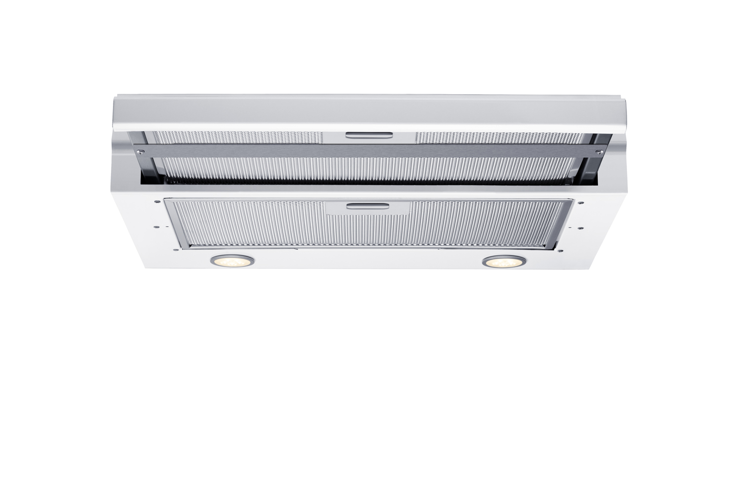 20 inch wide ADA compliant under cabinet retractable range hood for ductless use in white, made in the USA with separate wall switch for ADA applications